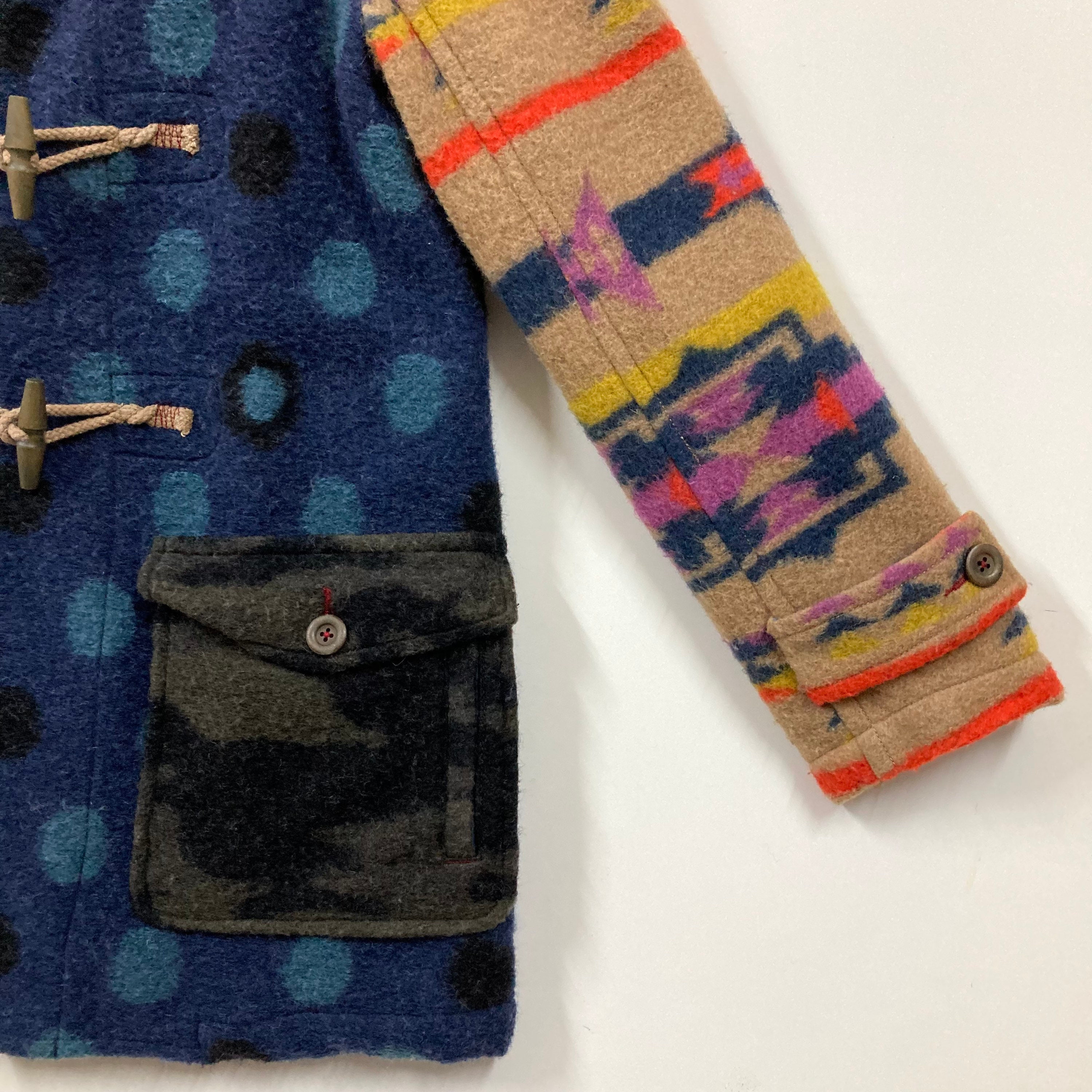 Japanese Brand Cube Sugar Duffle Coat Crazy Pattern Aztec