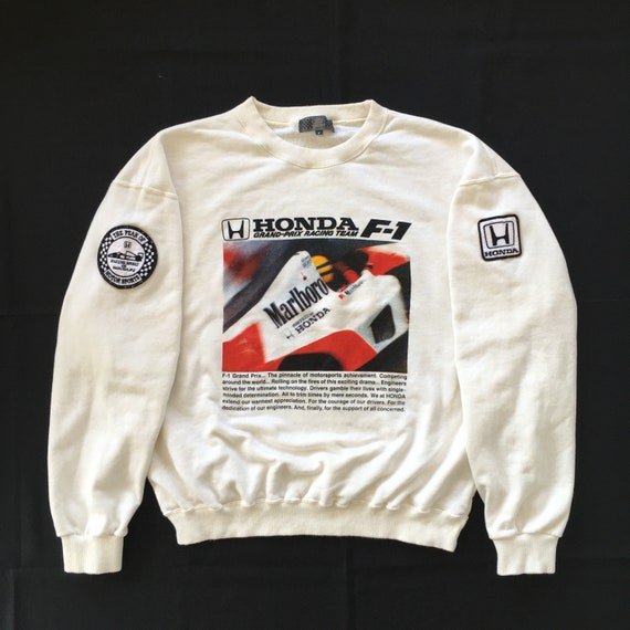 RARE Vintage Honda Grand Prix F1 Racing Team Sweatshirt Ayrton Senna Photographic Suzuka Japan Formula 1 Philosophy By Honda F1 Collection RARE Vintage Honda Grand Prix F1 Racing Team Sweatshirt Ayrton Senna Photographic Suzuka Japan Formula 1 Philosophy By Honda F1 Collection