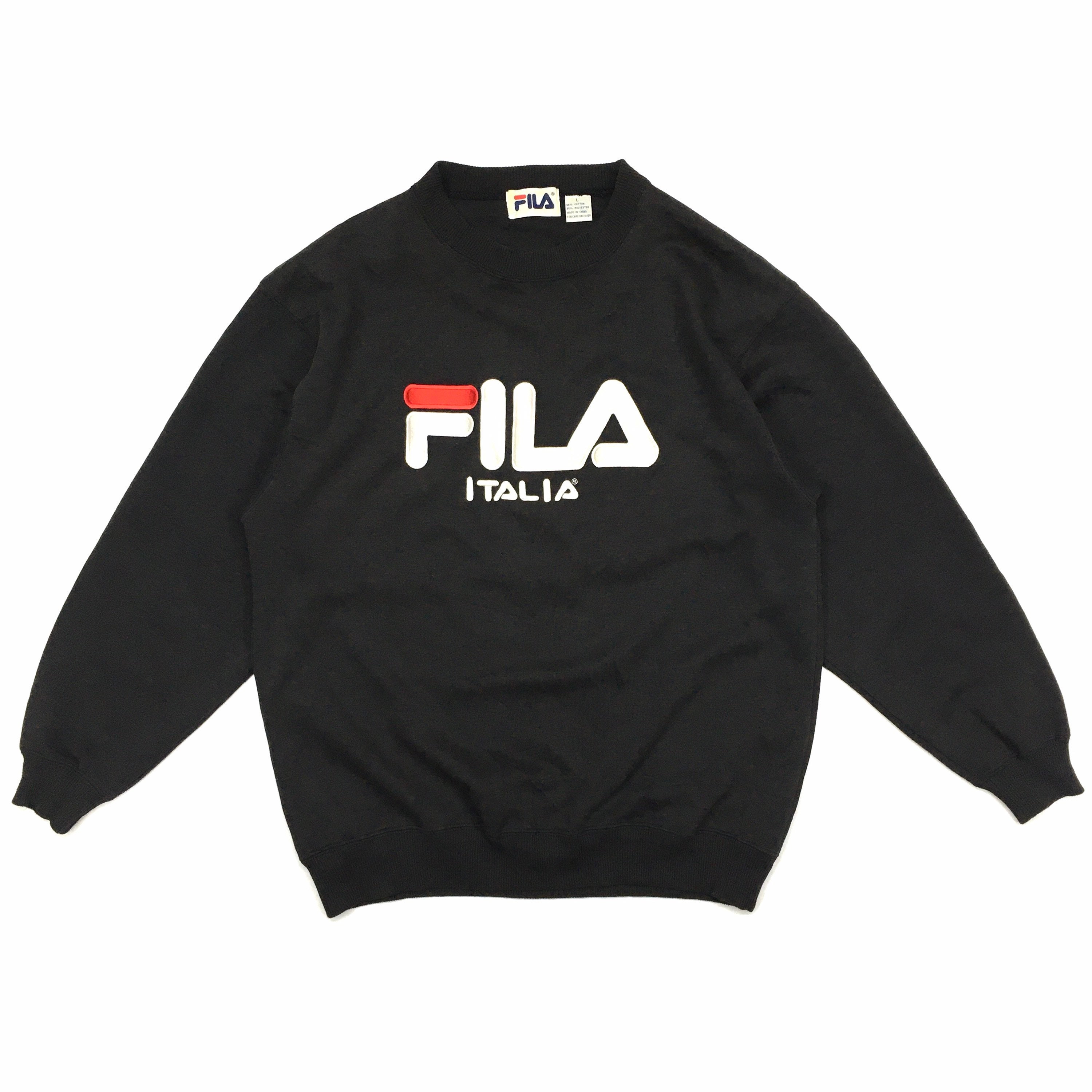 Vintage Fila Sweatshirt Bright Red 90s Y2k Spellout Logo - Small / Medium