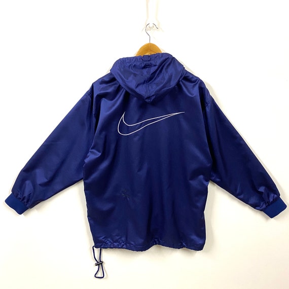 Vintage des annees 90 Nike Half Zip Pullover Hoodie Jacket Windbreaker Nike Track Jacket Hip Hop Streetwear Style Center Swoosh Logo Broderie Blue L Etsy France