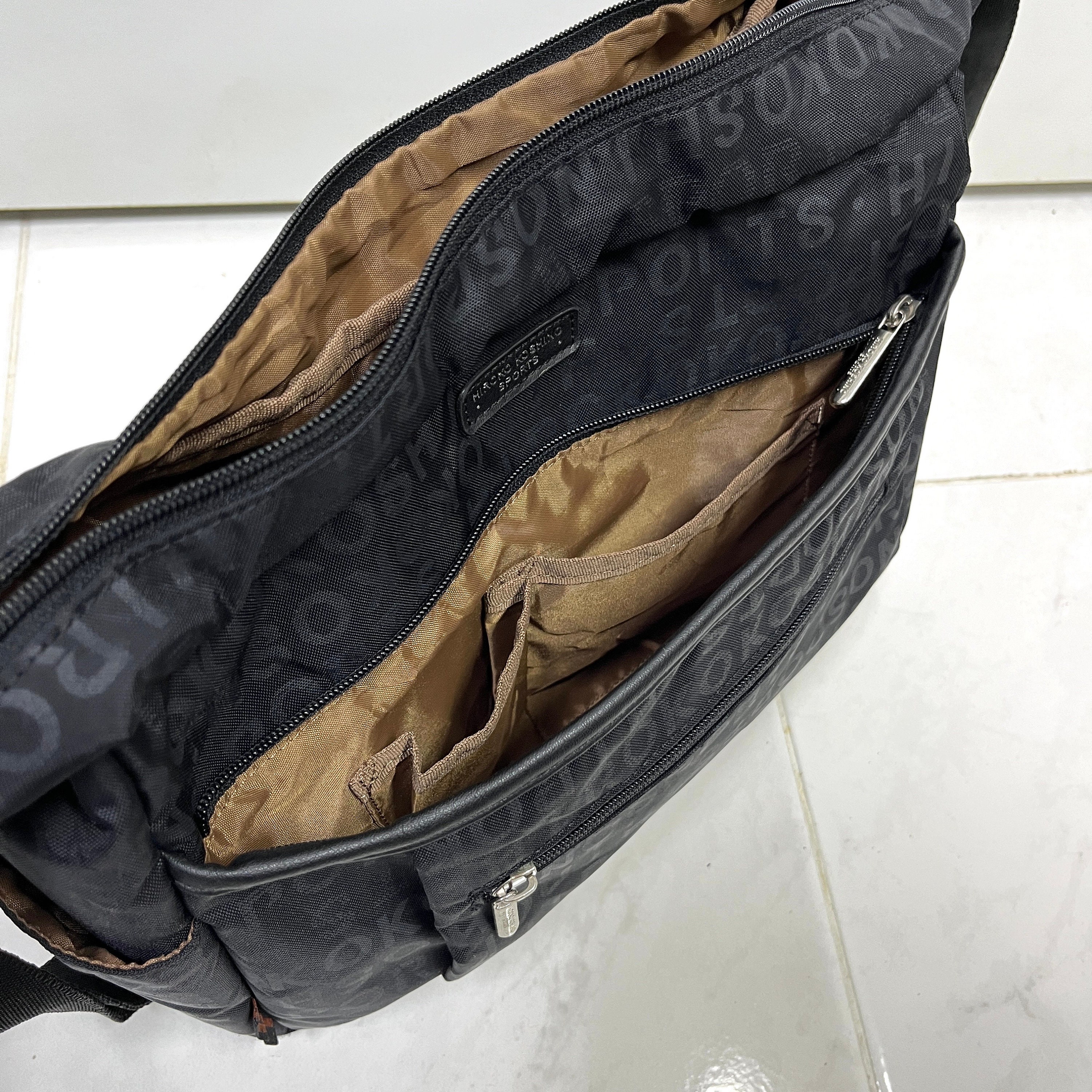 Hiroko Koshino Sports Japan Brown Logo Crossbody Shoulder