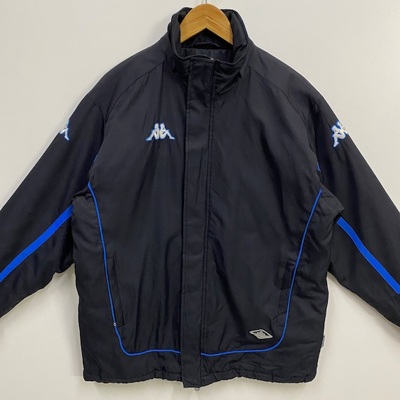 Vintage Kappa Windbreaker Jacket: Embroidered Logo, Black