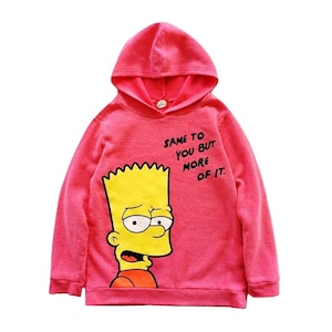 The Simpsons Bart Simpson Pink Pullover Hoodie Sweatshirt Womens M L Etsy