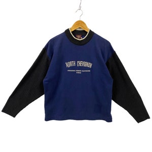 Vintage Chevignon Sweater Chevignon Sweatshirt Chevignon Crewneck Pullover Chevignon Brand North Chevignon Print Blue Medium