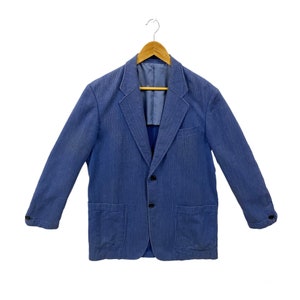 Vintage Lanvin Blazer Jacket Lanvin Coat Lanvin Sport Coat Light Jacket Casual Two Button Work Coat Faded Seasoned Blue Size 36 Medium