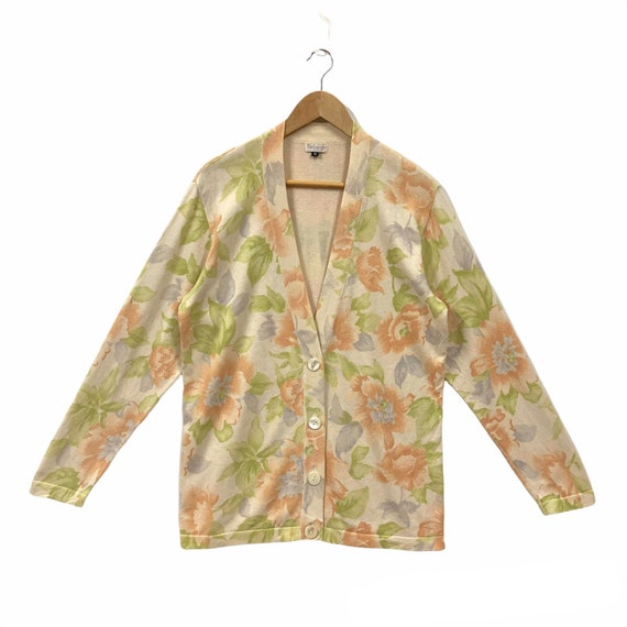 Vintage Burberry Floral Cardigan Sweater Burberry… - image 1