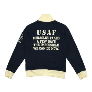 Vintage Avirex Sweatshirt US Air Force Full Zip Sweater USAF Sweatshirt Military & Historical  Army Crewneck Sweater Blue Size Small