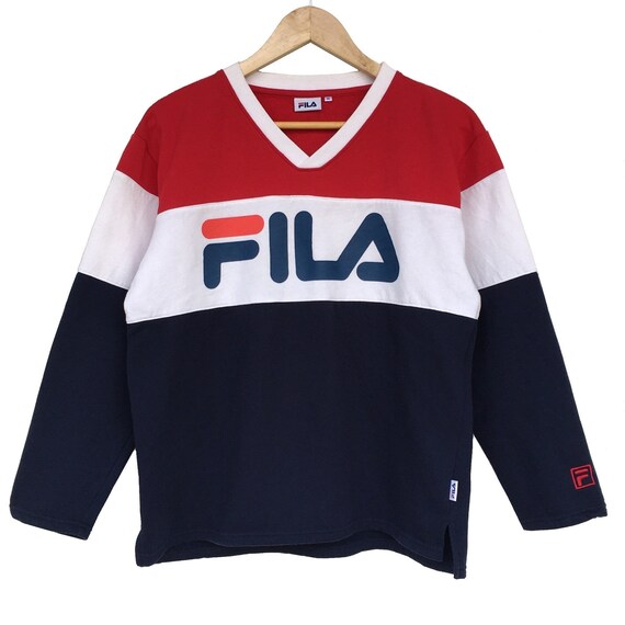 Y2K Vintage Fila Sweatshirt Fila V-Neck Sweater Pu