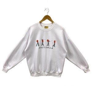 Vintage 90s Ken Done Sweatshirt Ken Done Crewneck Ken Done Sweater Pullover Ken Done Art Design Australia Golf Print Logo White Size Medium