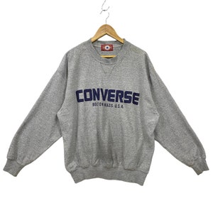 Vintage 90s Converse Sweatshirt Converse Sweater Converse Crewneck Pullover Converse Boston Streetwear Grey Size XLarge