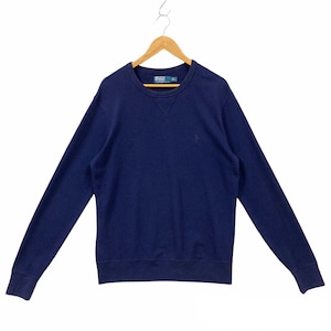 Vintage 90s Polo Ralph Lauren Sweatshirt Polo Ralph Lauren Crewneck Polo Ralph Lauren Jumper Sweater Pullover Slim Fit Navy Blue Medium