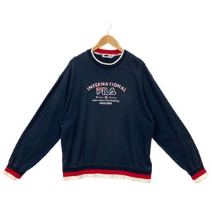Vintage 90s Fila Sweatshirt Fila Sweater Fila Crewneck Pullover Sportswear Fila International Biella Italia Embroidered Logo XL