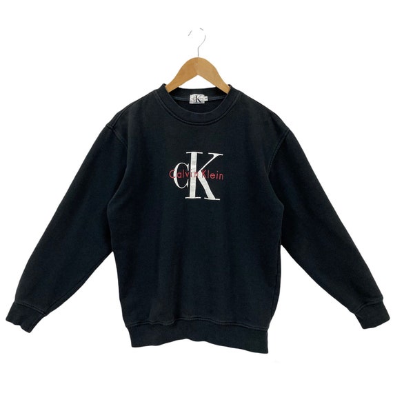 Vintage 90s Calvin Klein Sweatshirt Calvin Klein Sweater Calvin Klein  Crewneck Pullover Calvin Klein CK Print Logo Black S M - Etsy Israel