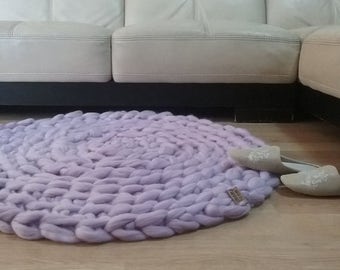 Super chunky rug. GIANT Throw. Super Thick Carpet. Super bulky Merino Wool. Extreme crochet circular rug by WoolWow! Choose from 70 colors