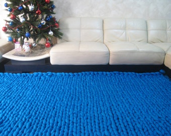 Super Thick Carpet. GIANT Throw. Super bulky Merino Wool. Extreme knitted blanket. Super big stitch carpet by woolWow! Choose from 70 colors