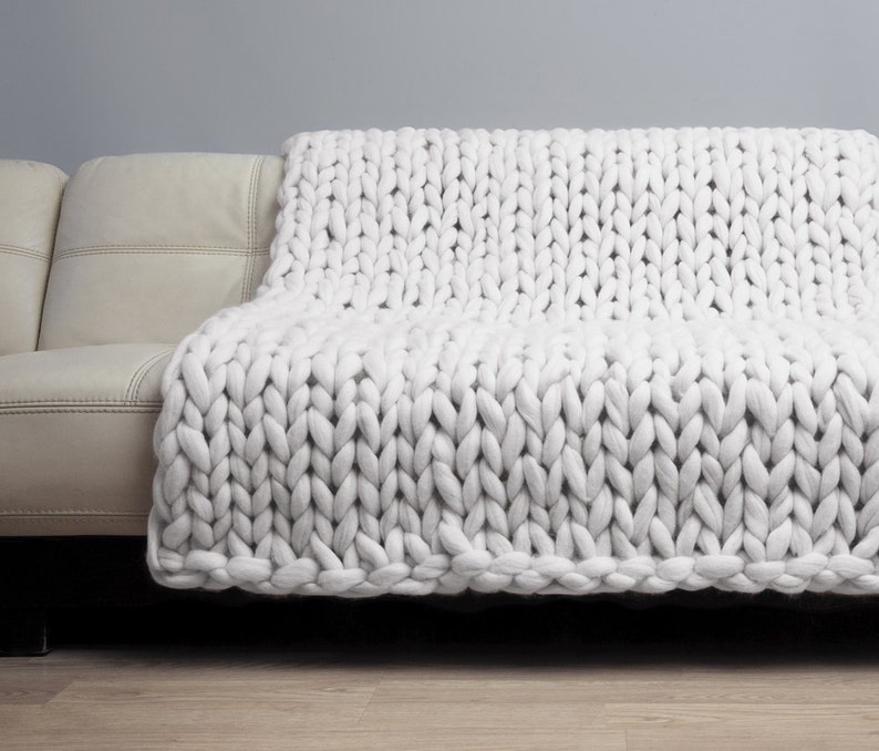 Chunky Knit Blanket. Merino Wool Blanket. Bulky Blanket. Etsy