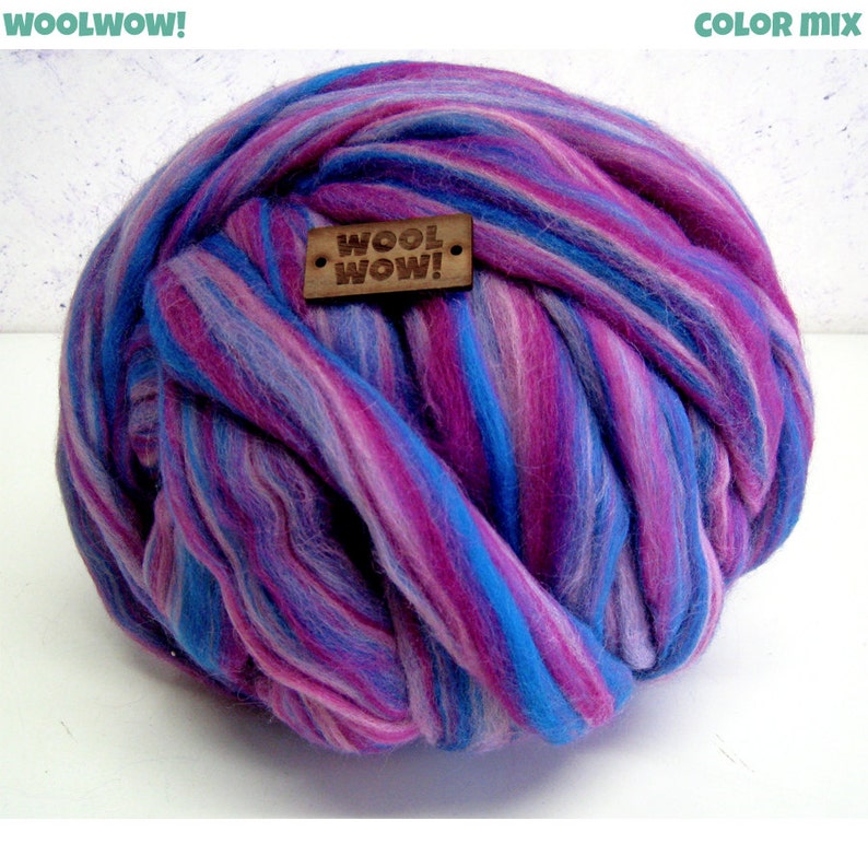 Big skein of mixed color yarn.Chunky blended yarn. Super bulky Etsy
