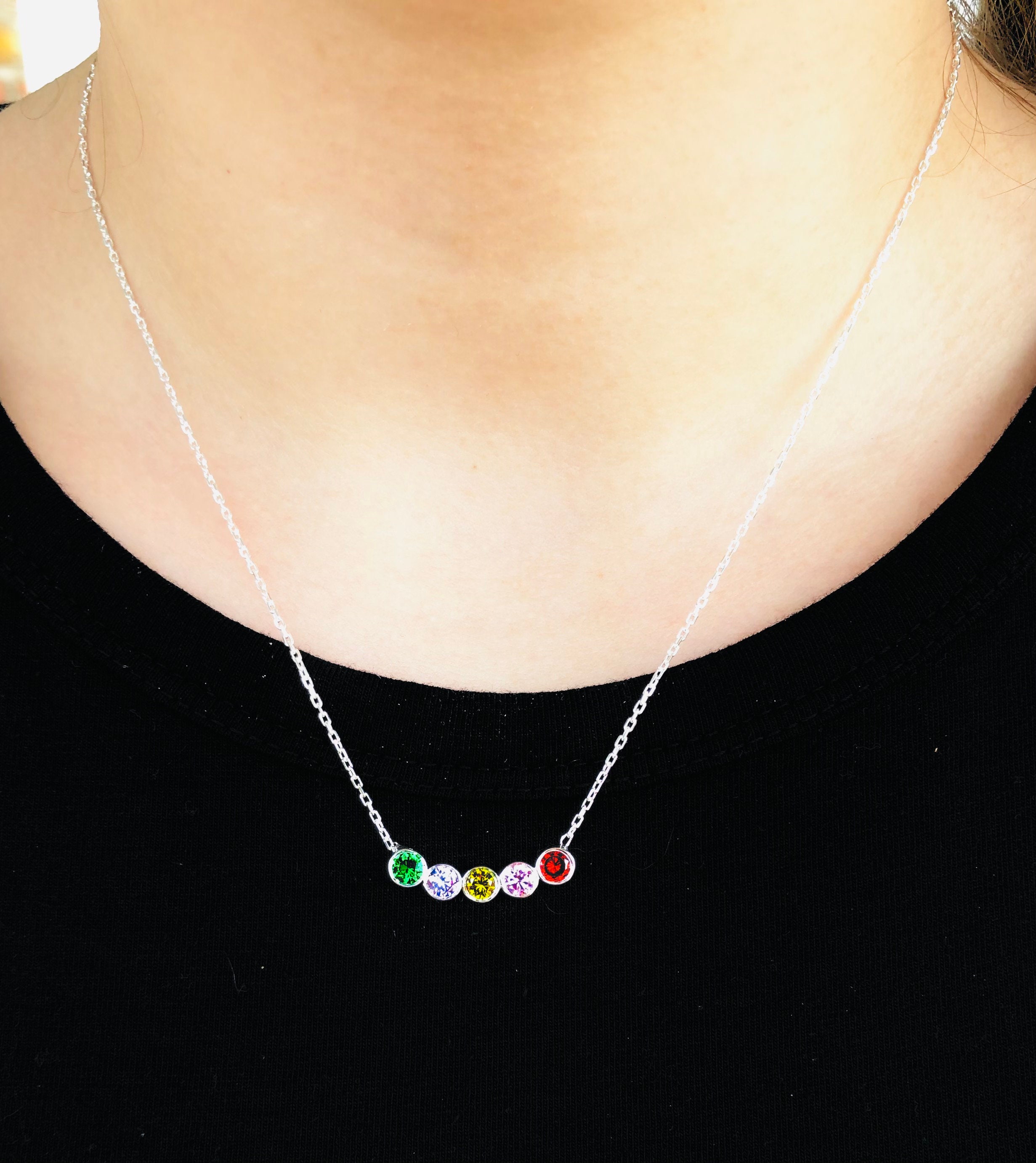 Gold Vermeil Multi Gemstone Necklace, Colourful Gem Stone Necklace, Rainbow Birthstone  Necklace, Multicoloured Crystal Necklace | Harfi | Wolf & Badger