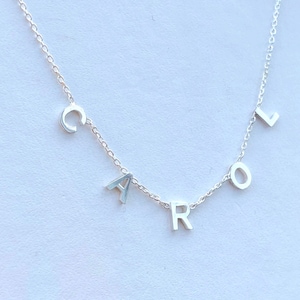 Personalised Initial Letter Necklace,Meghan Markle,925 Sterling Silver,Minimalist Necklace,Spaced Letter Necklace