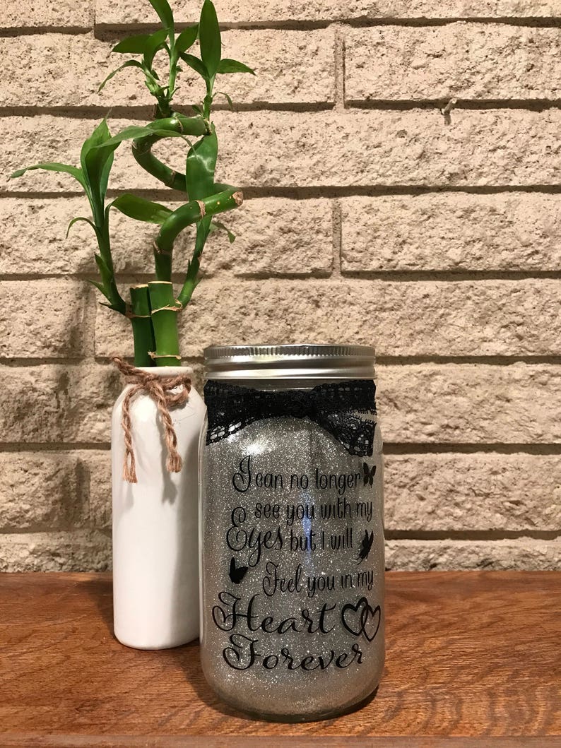 Solar Powered Glitter Memorial Mason Jar Feel You in My Etsy