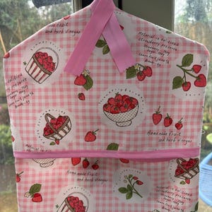 Pink gingham Strawberry  peg bag