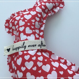 Red and white Heart fabric bunny rabbit toy