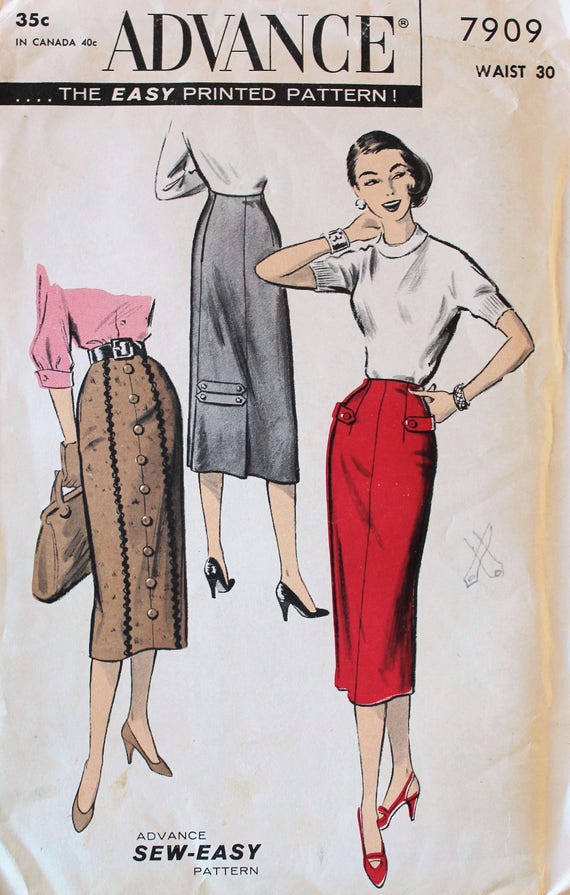 Vintage Sewing Pattern Uncut 1950s Skirt Pattern Advance | Etsy