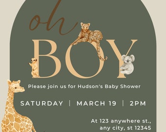 Digital Safari Baby Shower Invitation