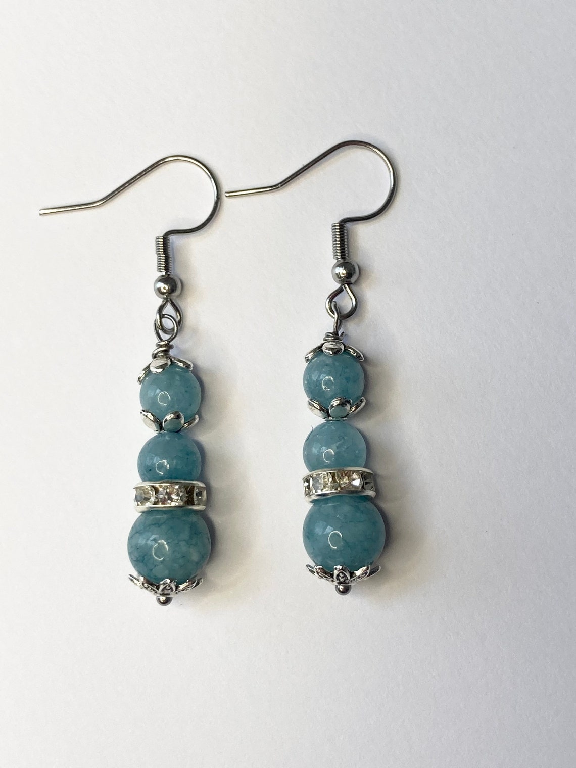 Angelite earrings natural gemstone beads handmade earrings | Etsy