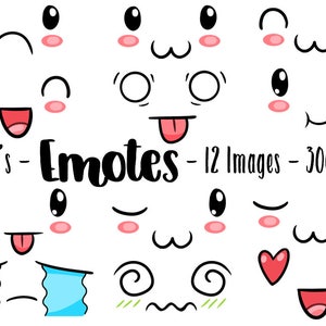 Kawaii Emoticons Clipart - Süße Gesichter Download - Kawaii Design Download - Süße Kawaii Emoticon Gesichter - Emojis