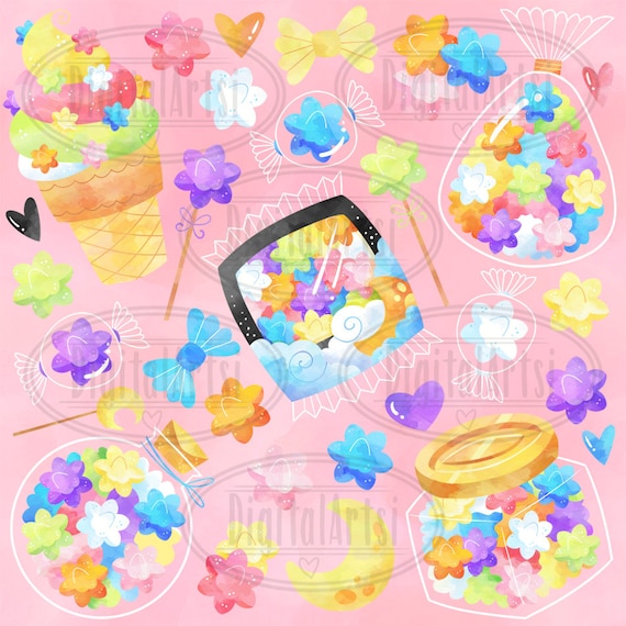 水彩コンペイトウ クリップアート - キャンディ ダウンロード - 即時 