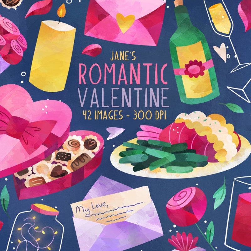 Valentine Dinner Clipart - Etsy