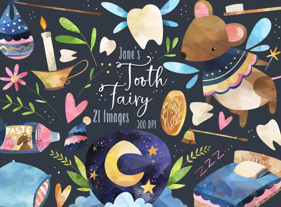 Watercolor Tooth Fairy Clipart La Petite Souris Download Etsy