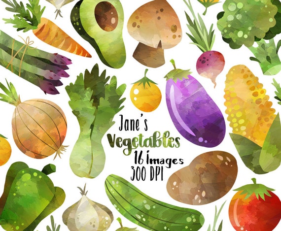 Watercolor Vegetables Clipart Healthy Food Download | Etsy