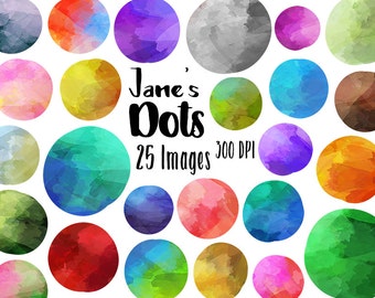 Watercolor Circles Clipart - Dots Download - Instant Download - Colorful Spots - Shapes - Commercial Use