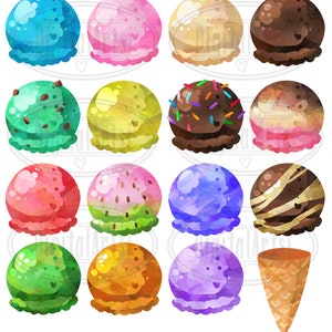 Watercolor Ice Cream Clipart Dessert Download Instant Download Summer Treats Ice Cream image 3