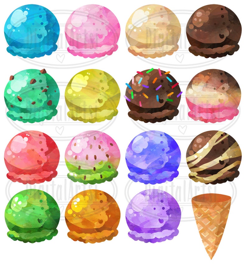Watercolor Ice Cream Clipart Dessert Download Instant Download Summer Treats Ice Cream image 3
