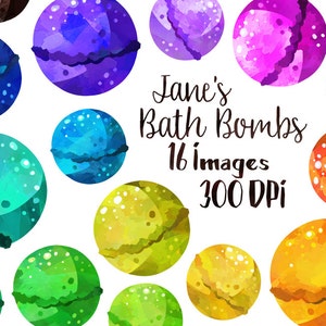 Watercolor Bath Bombs Clipart - Pampering Download - Instant Download - Faux Watercolor Bath Bombs - Grooming