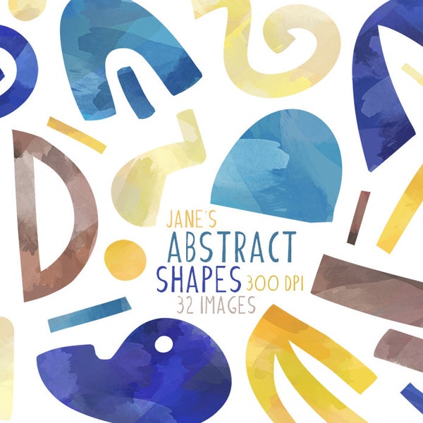 Watercolor Abstract Shapes Clipart - Instant Download - Abstract Shapes - Decorative - Pattern - Commercial Use