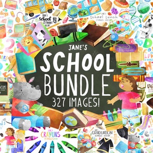 School Clipart Bundle: 327 PNG Images for Teachers (Digital Download, Human Made)