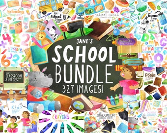 Digitalartsi School Clipart Bundle - Classroom Download - Instant Download - Clipart Discount Bundles - Teacher Supplies - Elementary School