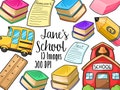 Kawaii School Supplies Clipart - Education Download - Kawaii Design Download - Books, Pencil, Eraser, School Bus, Homework and more!