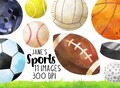 Watercolor Sports Clipart - Watercolor Sports Balls Download - Instant Download - Cute Baseballs - Footballs - Soccer Ball - Golf