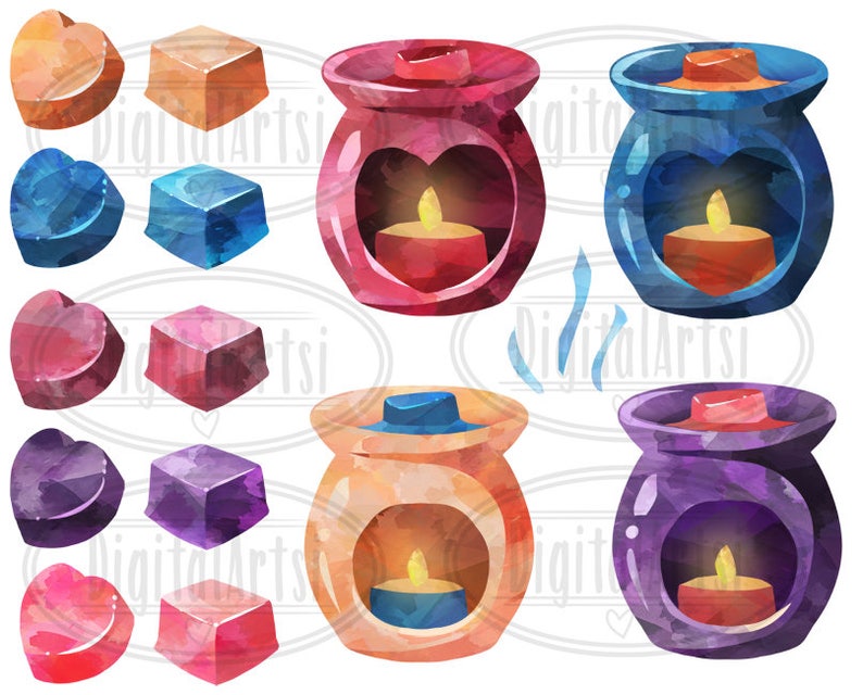 Watercolor Wax Melts Clipart Watercolor Candle Warmers Etsy