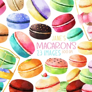 Aquarell Macarons Clipart - Dessert Download - Instant Download - Kekse - Gebäck - Französische Macarons