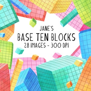 Base Ten Blocks Clipart - School Supplies Download - Instant Download - Basic Math - Addition - Subtraction - Elementary School