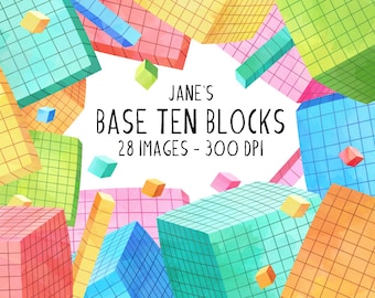 Base Ten Blocks Clipart - School Supplies Download - Instant Download - Basic Math - Addition - Subtraction - Elementary School