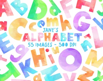 Watercolor Alphabet Clipart - Letters Download - Instant Download - ABC's - Elementary School - Preschool - Watercolor Letters - Hand Drawn
