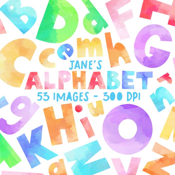 Watercolor Alphabet Clipart - Letters Download - Instant Download - ABC's - Elementary School - Preschool - Watercolor Letters - Hand Drawn