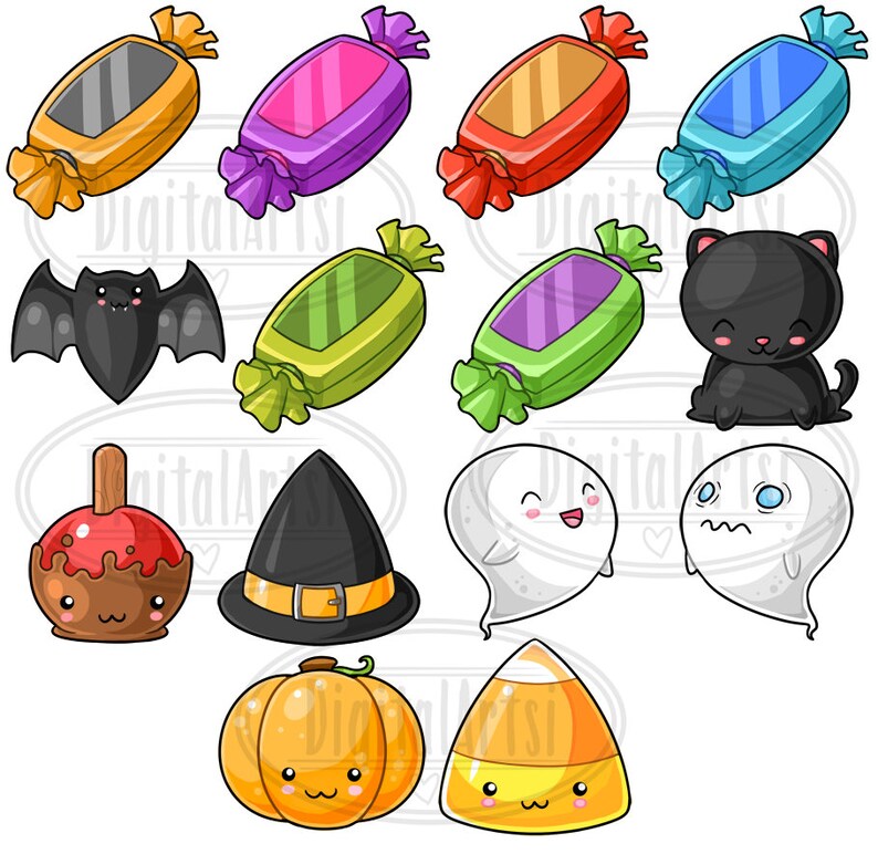 Kawaii Halloween Clipart Spooky Descargar Kawaii Design | Etsy (794 x 772 Pixel)